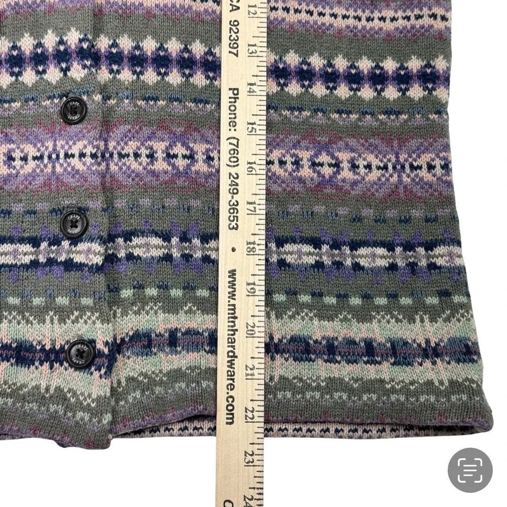 Chaps Fair Isle Knit Sweater Vest Button Front Pastel Women's M Cotton Blend‎